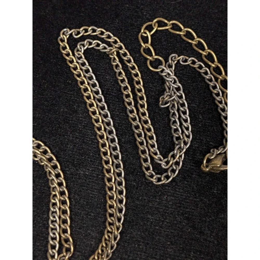 Steampunk‎ Owl Pendant Necklace Gold Tone Mixed Metal Gear 26